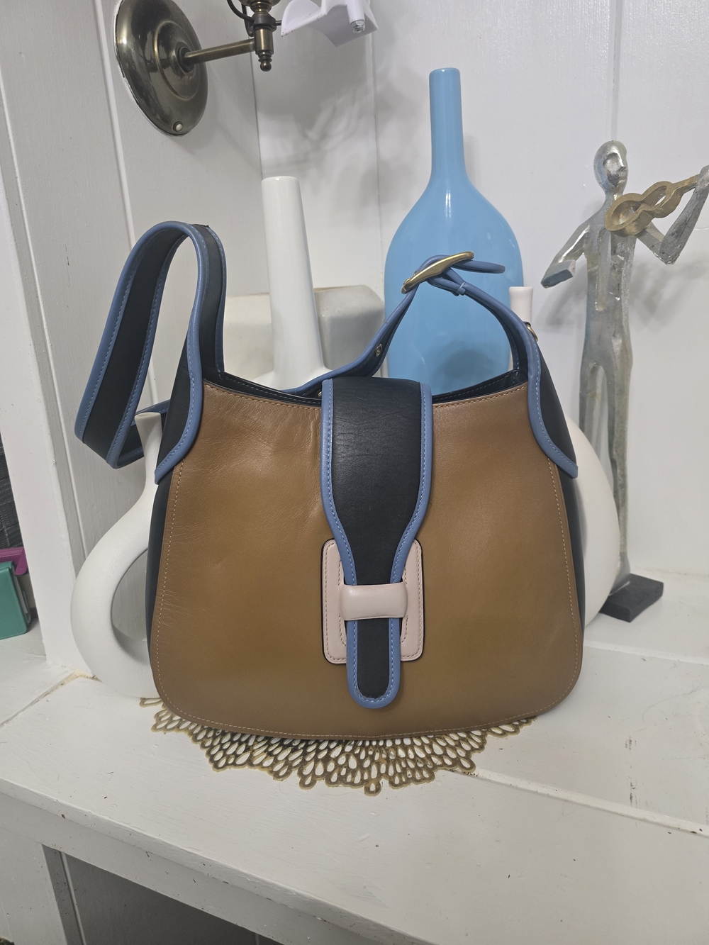Coach Tan Courier Hobo Colorblock